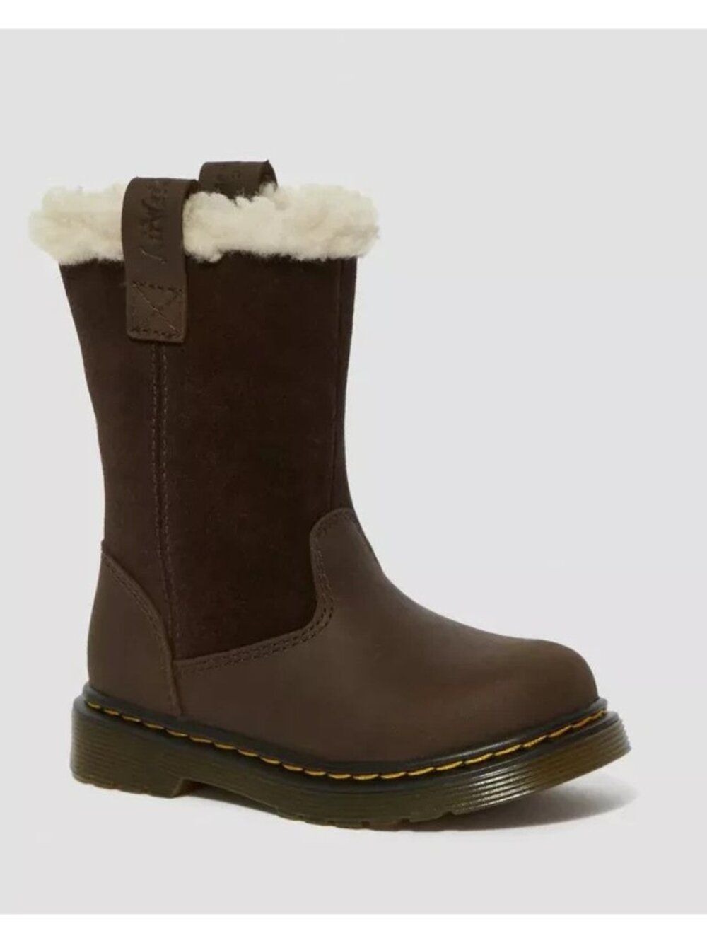 Dr. Martens Juney Juniors Kids Fux Fur Lined High Boots EU 36 US 4 Brown NWOB